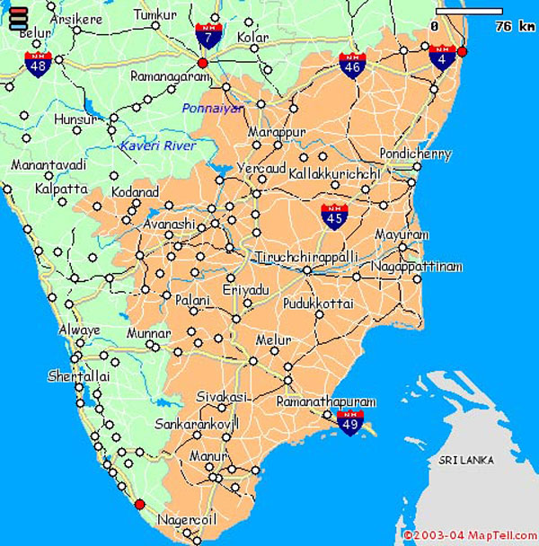 tamil nadu south india map